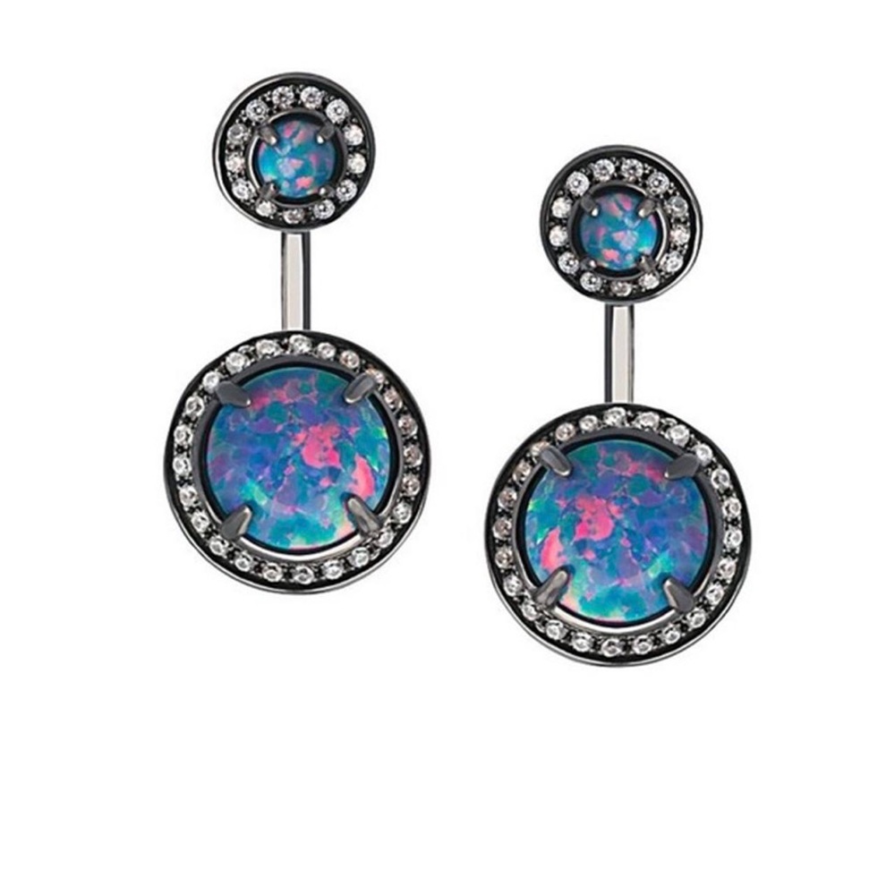Kendra Scott Camilla Ear Jacket in gunmetal and turquoise opal